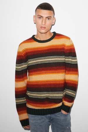 Multicoloured C&A Clockhouse Striped Men's Jumper | CQVYP-9406