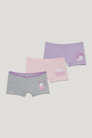 Multicoloured C&A Multipack Of 3 Organic Cotton Girls' Underwear | FKTZX-5928