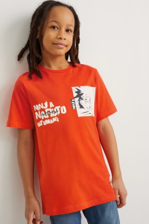 Orange C&A Naruto Sleeve Boys' T-shirts | FJZQL-7430