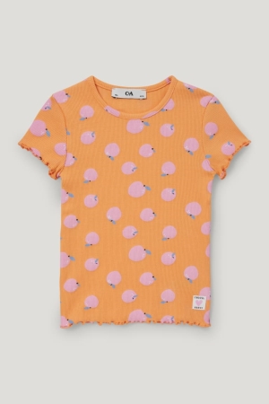 Orange C&A Sleeve With In-conversion Cotton Girls' T-shirts | PGVTX-3864