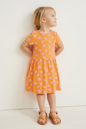 Orange C&A With Recycled Cotton Patterned Girls' Dress | JRMBA-5812