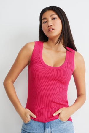 Pink C&A Basic Knitted Lenzing™ Ecovero™ Women's Top | URZJD-4812