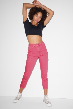 Pink C&A Clockhouse Mom High Waist Women's Jeans | UJLMK-1305