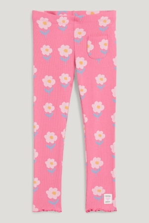 Pink C&A Leggings Floral Girls' Trousers | UYTOP-1253