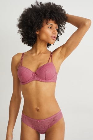 Pink C&A Underwire Bra Demi Padded Lycra® Women's Underwear | OQYIK-0185