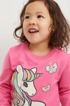 Pink C&A Unicorn Girls' Sweatshirts | PHUAS-3294