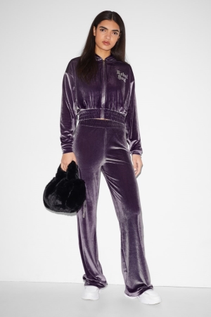 Purple C&A Clockhouse Velvet Joggers Women's Trousers | XPGSD-5641