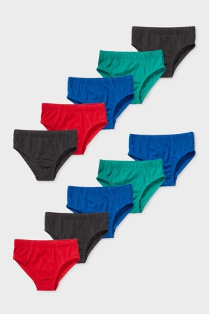 Red / Blue C&A Multipack Of 10 Briefs Organic Cotton Boys' Underwear | WLXMY-3059