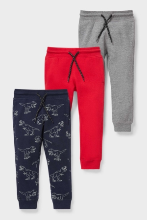 Red / Blue C&A Multipack Of 3 Joggers Boys' Trousers | TBJNY-0162