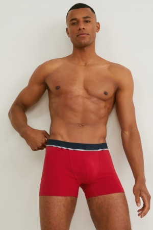 Red / Blue C&A Multipack Of 3 Trunks Organic Cotton Men's Underwear | VSMNO-8746