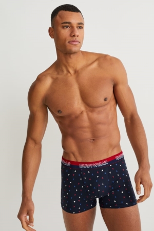 Red / Blue C&A Multipack Of 3 Trunks With Organic Cotton Men's Underwear | KXYAV-1936