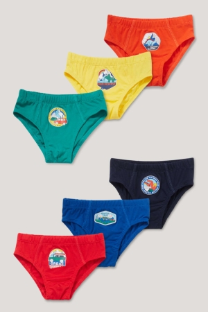 Red / Blue C&A Multipack Of 6 Briefs Organic Cotton Boys' Underwear | QYWIG-5073