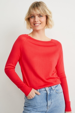 Red C&A Basic Lenzing™ Ecovero™ Women's Jumper | PMTAD-4952