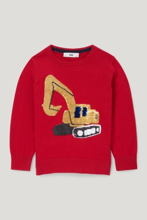 Red C&A Digger Shiny Girls' Jumper | BMOKH-6580