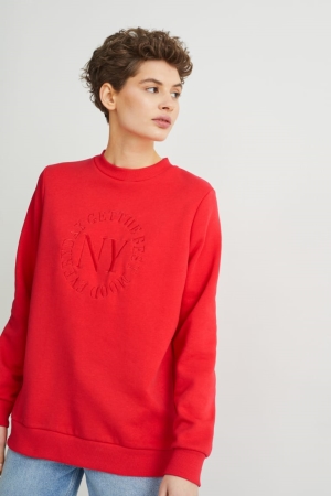 Red C&A Long Sleeve Women's Hoodie | TOSNE-4536