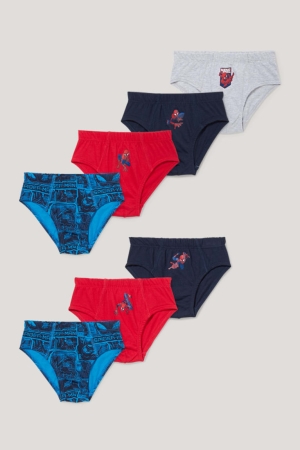 Red C&A Multipack Of 7 Spider-man Briefs Organic Cotton Boys' Underwear | JNEKG-8965