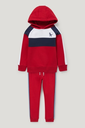 Red C&A Set And Joggers 2 Piece Boys' Trousers | ERDMJ-9153