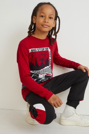 Red C&A Set Long Sleeve And Joggers 2 Piece Boys' Trousers | CDUBQ-1475