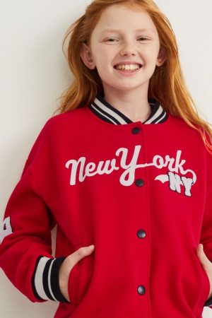 Red C&A Zip-through Girls' Sweatshirts | TMQCN-1562