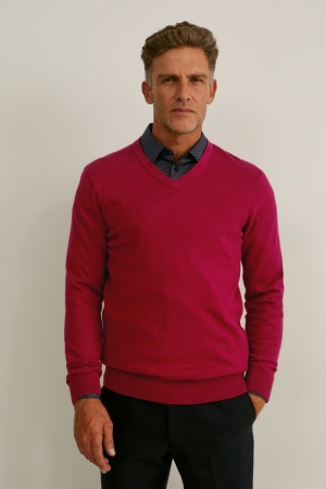 Red / Dark Blue C&A And Regular Fit Easy-iron Men's Jumper | XJONZ-6845