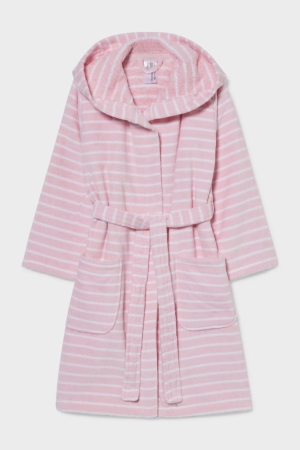 Rose C&A Bathrobe With Hood Organic Cotton Striped Girls' Underwear | ABXRJ-5924