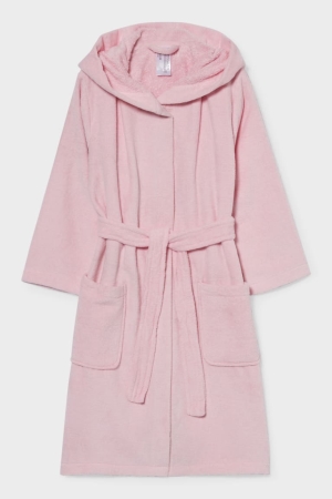 Rose C&A Bathrobe With Hood Organic Cotton Girls' Underwear | PVJST-6352