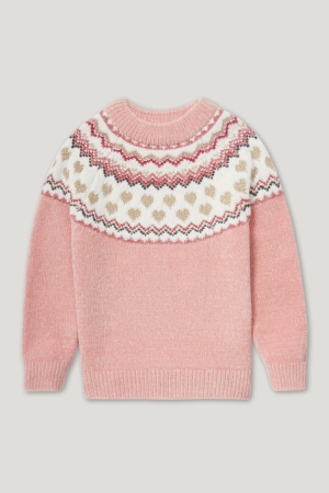 Rose C&A Chenille Recycled Shiny Girls' Jumper | QOZJU-0174