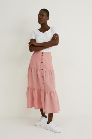 Rose C&A Linen Blend Women's Skirts | LRJXA-5217