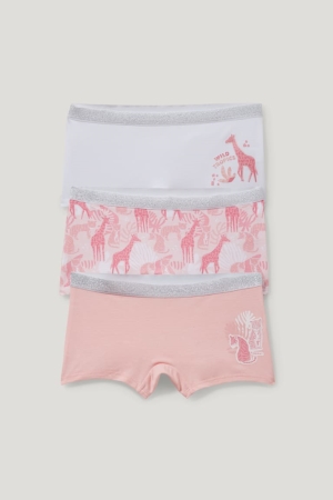 Rose C&A Multipack Of 3 Organic Cotton Girls' Underwear | HYXNI-5437