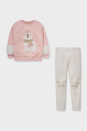 Rose C&A Set And Thermal Leggings 2 Piece Girls' Sweatshirts | DLZGH-2490