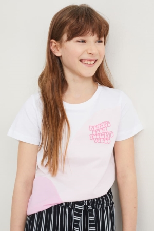 Rose C&A Sleeve Girls' T-shirts | FZCON-8549