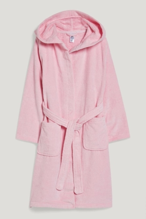 Rose C&A Terry Cloth Bathrobe With Hood Organic Cotton Girls' Underwear | GPIBA-8146