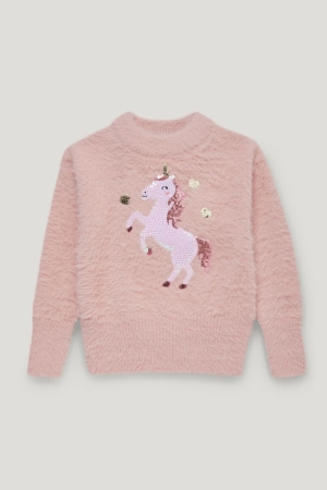 Rose C&A Unicorn Shiny Girls' Jumper | OLGWM-5042