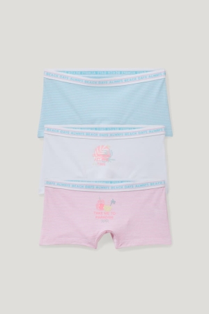 Rose / Light Blue C&A Multipack Of 3 Organic Cotton Girls' Underwear | QHGEV-9015