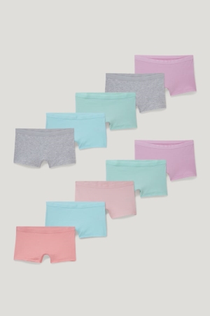 Rose / Turquoise C&A Multipack Of 10 Organic Cotton Girls' Underwear | MONUE-8397