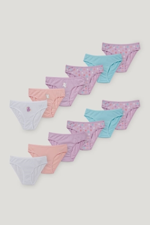 Rose / Turquoise C&A Multipack Of 12 Briefs Organic Cotton Girls' Underwear | HLNQI-1708