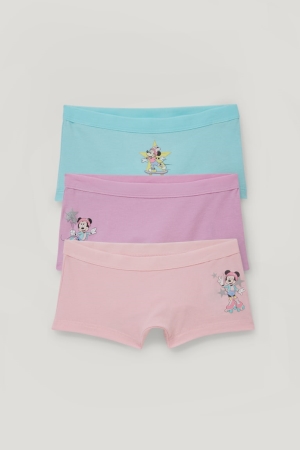 Rose / Turquoise C&A Multipack Of 3 Minnie Mouse Organic Cotton Girls' Underwear | TWOUG-8061