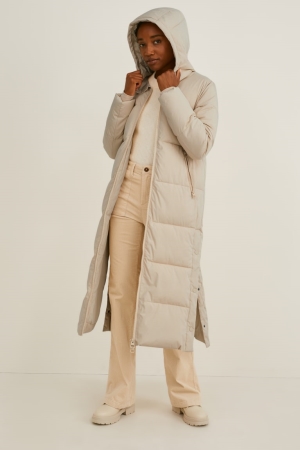 Taupe C&A Quilted With Hood Recycled Women's Jackets | NETXB-2714