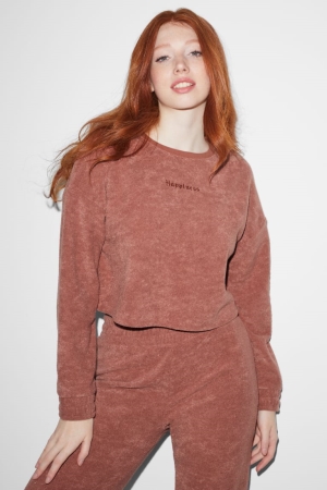 Terracotta C&A Clockhouse Cropped Terry Cloth Women's Sweatshirts | MJSVK-2506