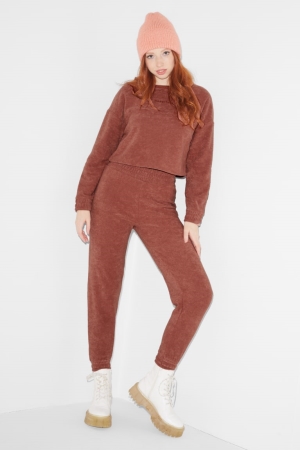 Terracotta C&A Clockhouse Terry Cloth Joggers Women's Trousers | LGBDE-1738