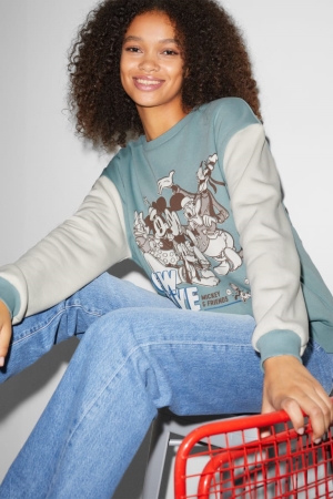 Turquoise C&A Clockhouse Disney Women's Sweatshirts | QADJT-6801