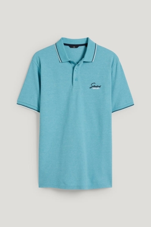 Turquoise C&A Polo Men's Shirts | DGHWX-3562