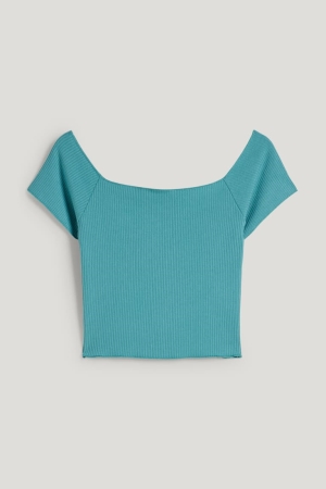 Turquoise C&A Women's T-shirts | EJAQI-4685