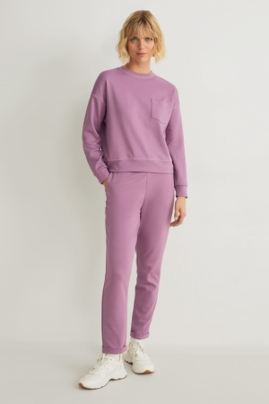 Violet C&A Jersey Skinny Fit Women's Trousers | BUSKH-8704