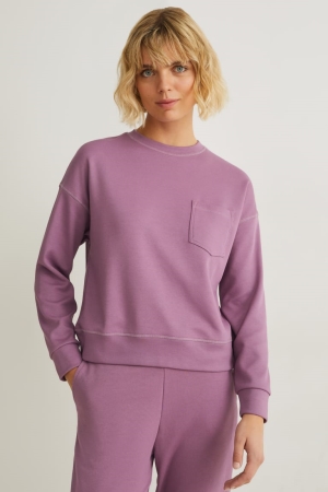 Violet C&A Long Sleeve Women's Hoodie | NCLSK-9653