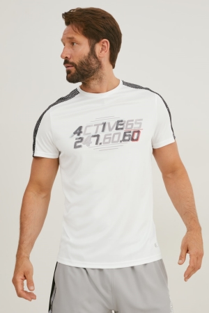 White C&A Active Men's T-shirts | RWZQX-1850