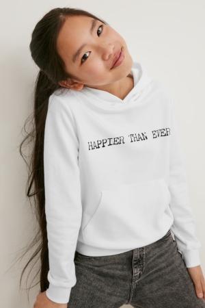 White C&A Billie Eilish Girls' Hoodie | VEGMS-1380