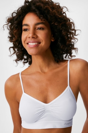 White C&A Bralette Seamless Women's Underwear | UEQLS-5807