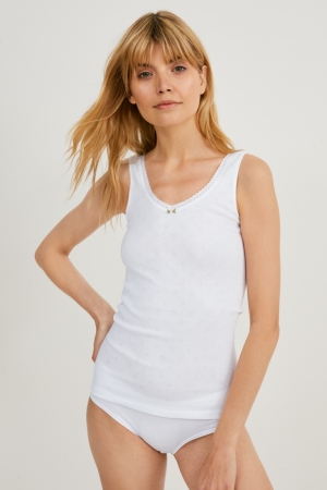 White C&A Camisole Organic Cotton Women's Underwear | KAGOZ-3807