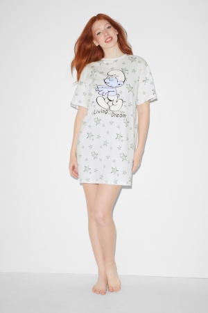 White C&A Clockhouse NightThe Smurfs Women's Nightwear | PYGQC-2716